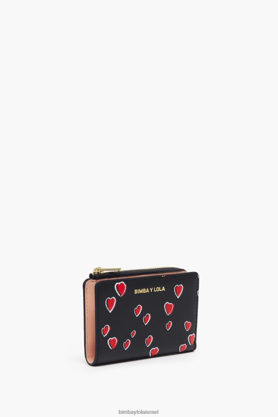 Bimba Y Lola ארנק עור לבבות קטנים X2J6281002 אביזרים שָׁחוֹר