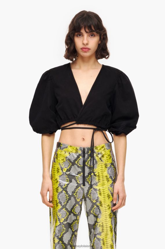 Bimba Y Lola עליונית קופסית ג'ינס X2J628339 הַלבָּשָׁה שָׁחוֹר