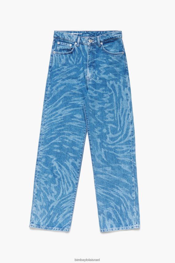 Bimba Y Lola ג'ינס ישר קצוץ - כנפי פרפר X2J628534 הַלבָּשָׁה כְּחוֹל
