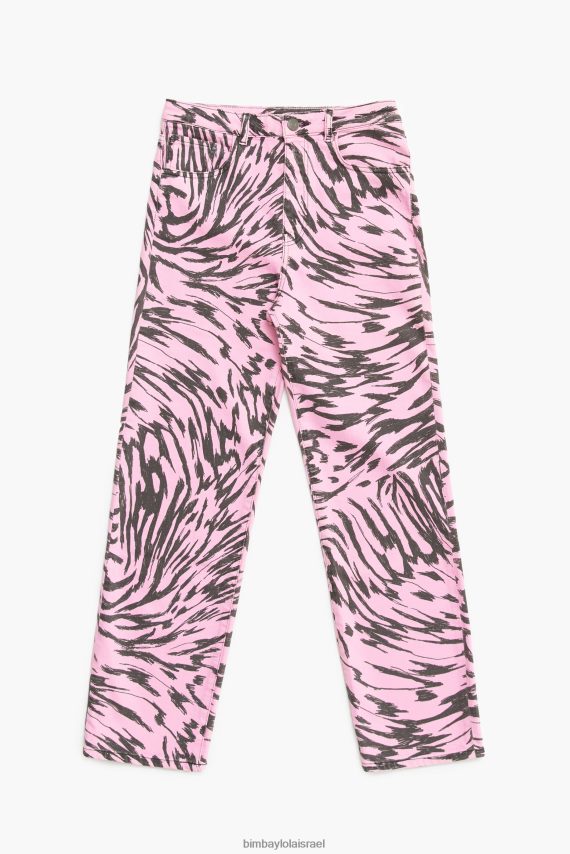 Bimba Y Lola ישר קצוץ - ג'ינס ישר בהדפס כנפי פרפר X2J628537 הַלבָּשָׁה וָרוֹד