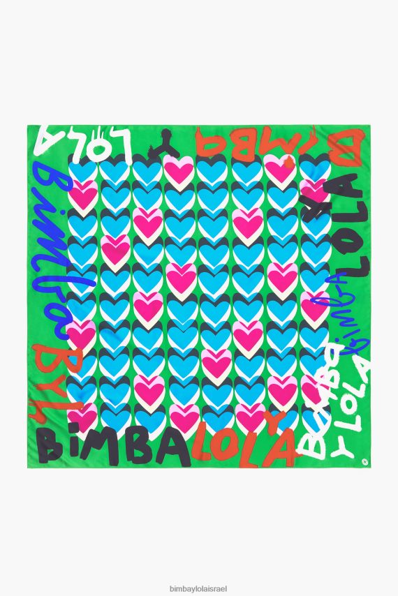 Bimba Y Lola צעיף לוגו גרפיטי לבבות X2J628616 אביזרים ירוק