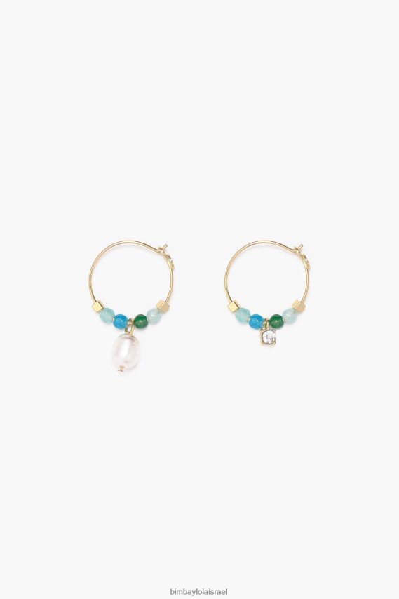 Bimba Y Lola עגילי חישוק אבנים קטנות X2J628736 אביזרים טורקיז