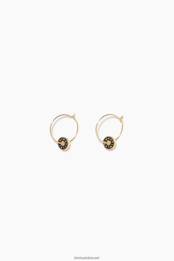 Bimba Y Lola עגילי חישוק לוגו אמייל X2J628827 אביזרים שָׁחוֹר