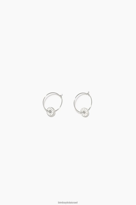Bimba Y Lola עגילי חישוק לוגו אמייל X2J628830 אביזרים לבן