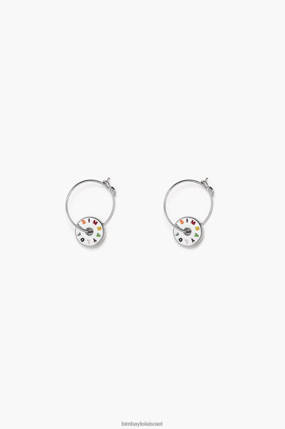 Bimba Y Lola עגילי חישוק לוגו קטנים X2J628833 אביזרים כסף ורב צבעים